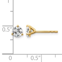 18K Yellow Gold 0.75 Carat Certified Lab Grown Diamond VS+ F+ Round Complete Three Prong Stud Earrings view 4