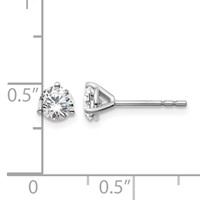Platinum 0.75 Carat Certified Lab Grown Diamond VS+ F+ Round Complete Three Prong Stud Earrings view 4