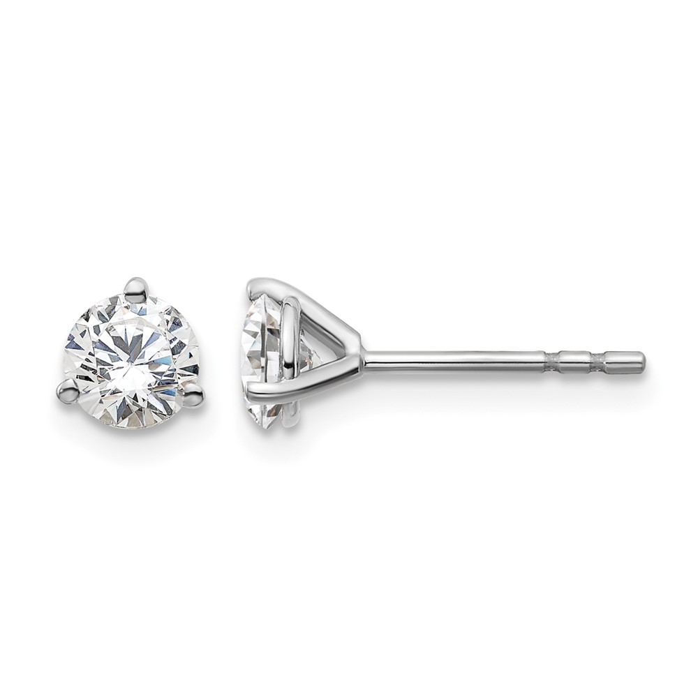 Platinum 0.75 Carat Certified Lab Grown Diamond VS+ F+ Round Complete Three Prong Stud Earrings