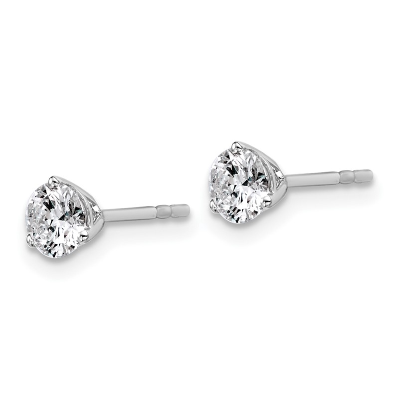 14k White Gold 3/4 ctw Lab Grown Diamond VS+ F+ Round 3 Prong Heavy Wt. Stud Earrings