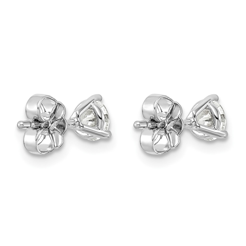 14k White Gold 3/4 carat Certified Lab Grown Diamond VS+ F+ Round Complete Three Prong Stud Earrings (EM1007-075C-WLD)