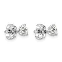 14K White Gold 0.75 Carat Lab Grown Diamond VS SI+ G+ Round Complete Three Prong Stud Earrings view 4