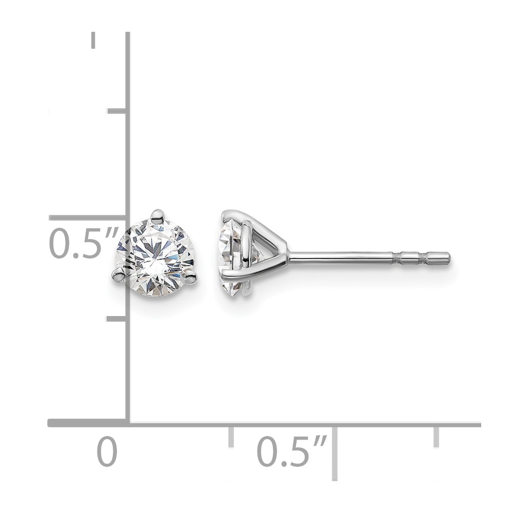 14k White Gold 3/4 carat Certified Lab Grown Diamond VS+ F+ Round Complete Three Prong Stud Earrings (EM1007-075C-WLD)