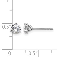 14K White Gold 0.75 Carat Lab Grown Diamond VS SI+ G+ Round Complete Three Prong Stud Earrings view 5