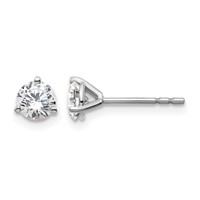 14K White Gold 0.75 Carat Lab Grown Diamond VS SI+ G+ Round Complete Three Prong Stud Earrings view 1