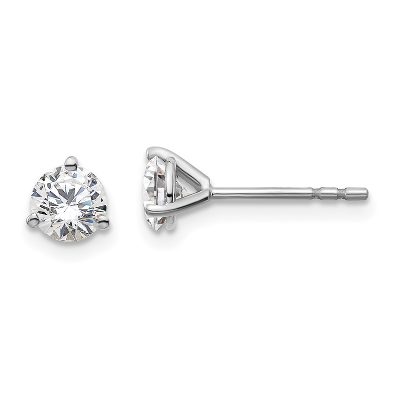 14k White Gold 3/4 ctw Lab Grown Diamond VS+ F+ Round 3 Prong Heavy Wt. Stud Earrings