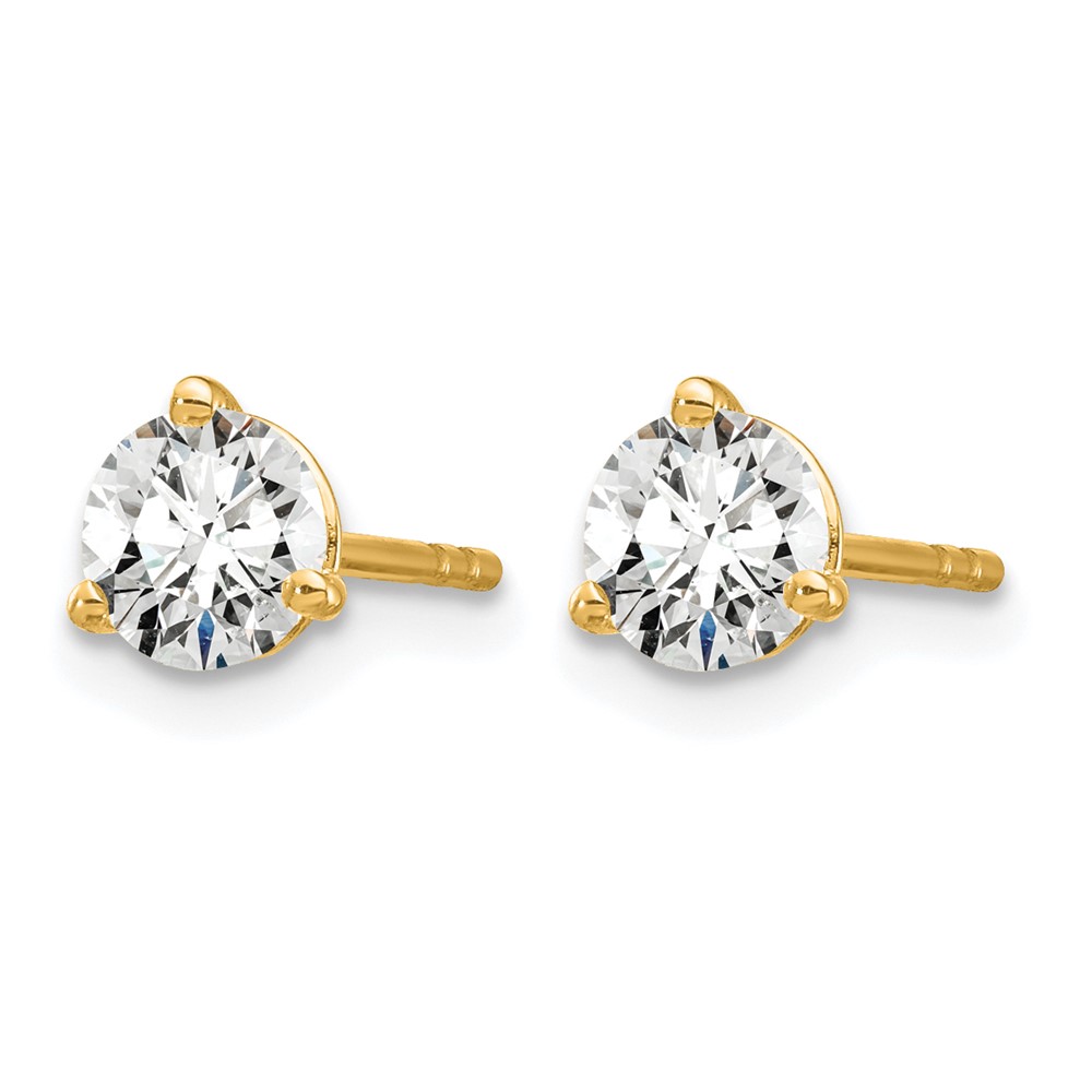 14k 3/4 carat Lab Grown Diamond VS/SI+ G+ Round Complete Three Prong Stud Earrings (EM1007-075-LG)