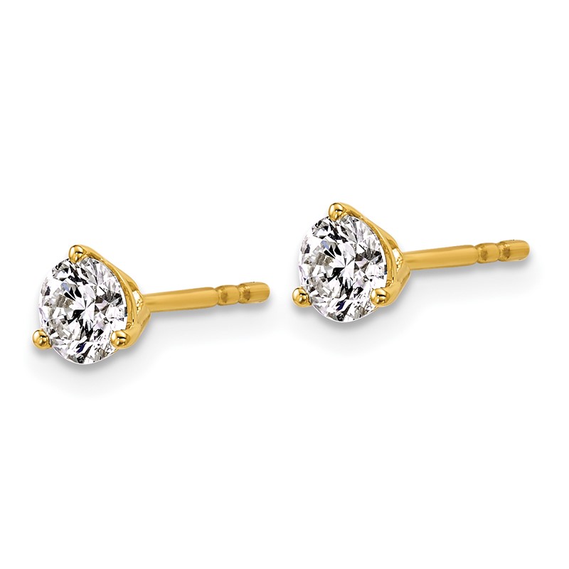 14k Yellow Gold 3/4 ctw Certified Lab Grown Diamond VS/SI+ G+ Round 3 Prong Heavy Wt. Stud Earrings