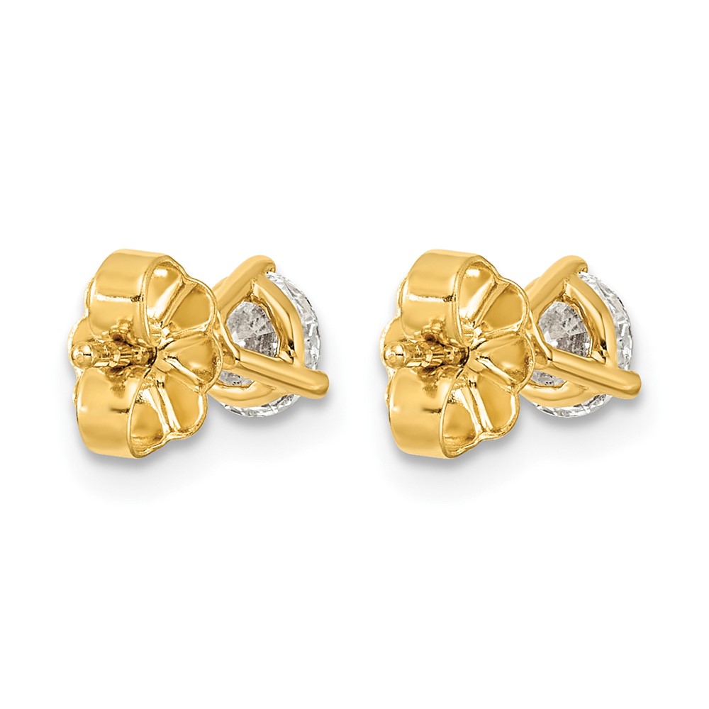 14k 3/4 carat Lab Grown Diamond VS/SI+ G+ Round Complete Three Prong Stud Earrings (EM1007-075-LG)