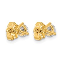 14K Yellow Gold 0.75 Carat Lab Grown Diamond VS+ F+ Round Complete Three Prong Stud Earrings view 4