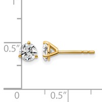 14K Yellow Gold 0.75 Carat Lab Grown Diamond VS+ F+ Round Complete Three Prong Stud Earrings view 5
