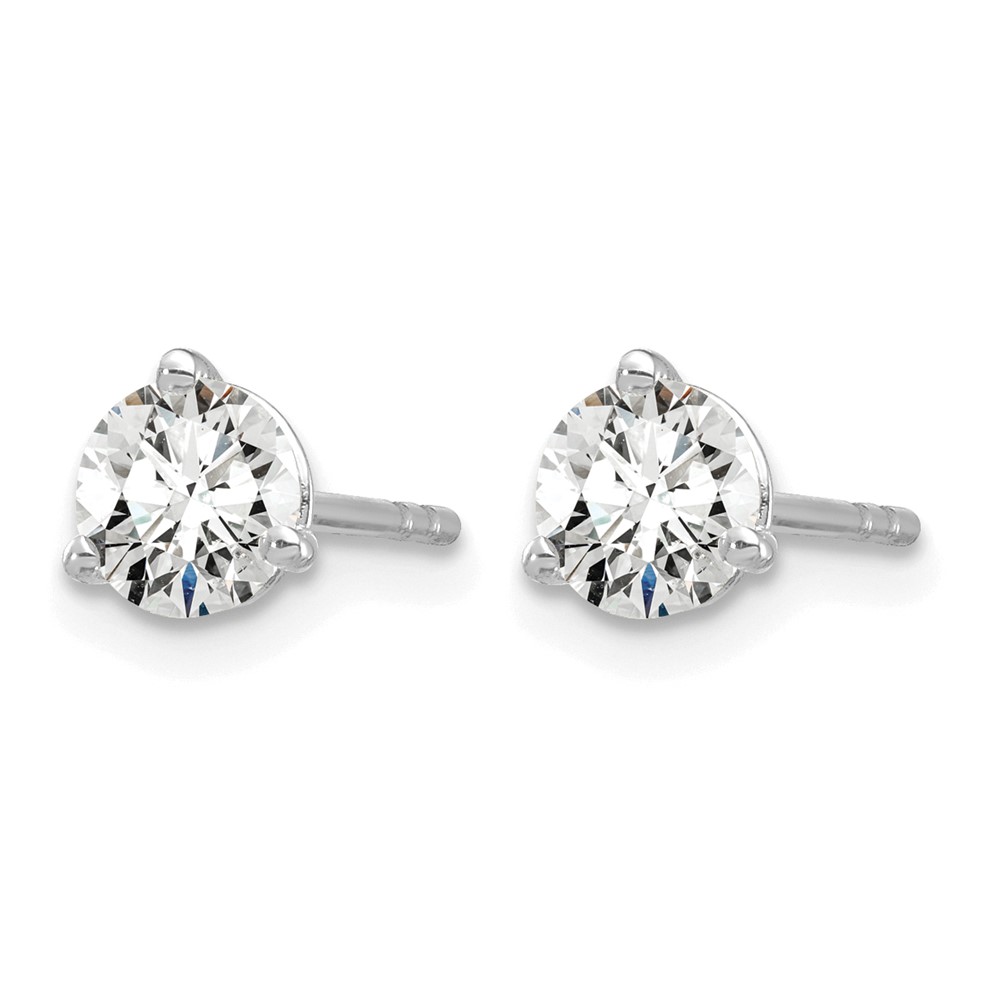14k White Gold 7/8 ctw Lab Grown Diamond VS+ F+ Round 3 Prong Heavy Wt. Stud Earrings (EM1007-087-WLD)