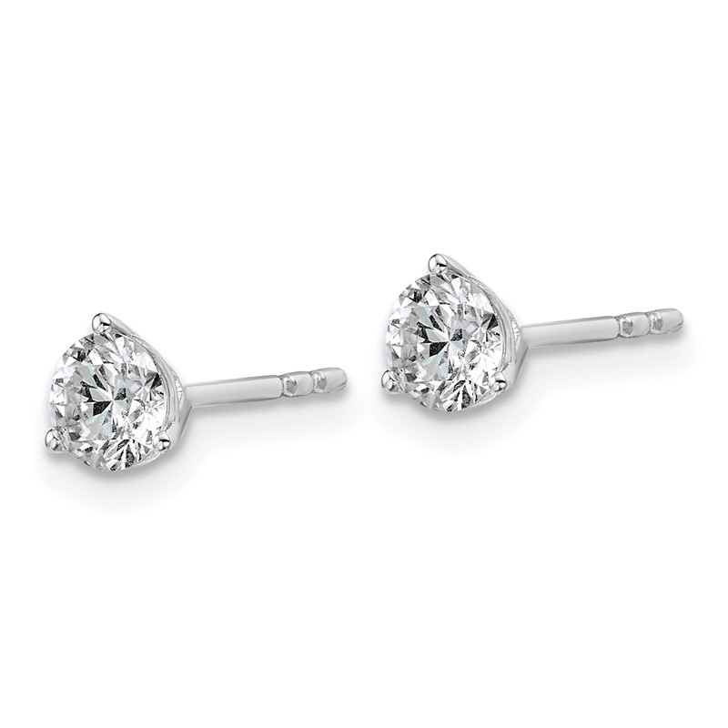 14k White Gold 7/8 ctw Lab Grown Diamond VS/SI+ G+ Round 3 Prong Heavy Wt. Stud Earrings