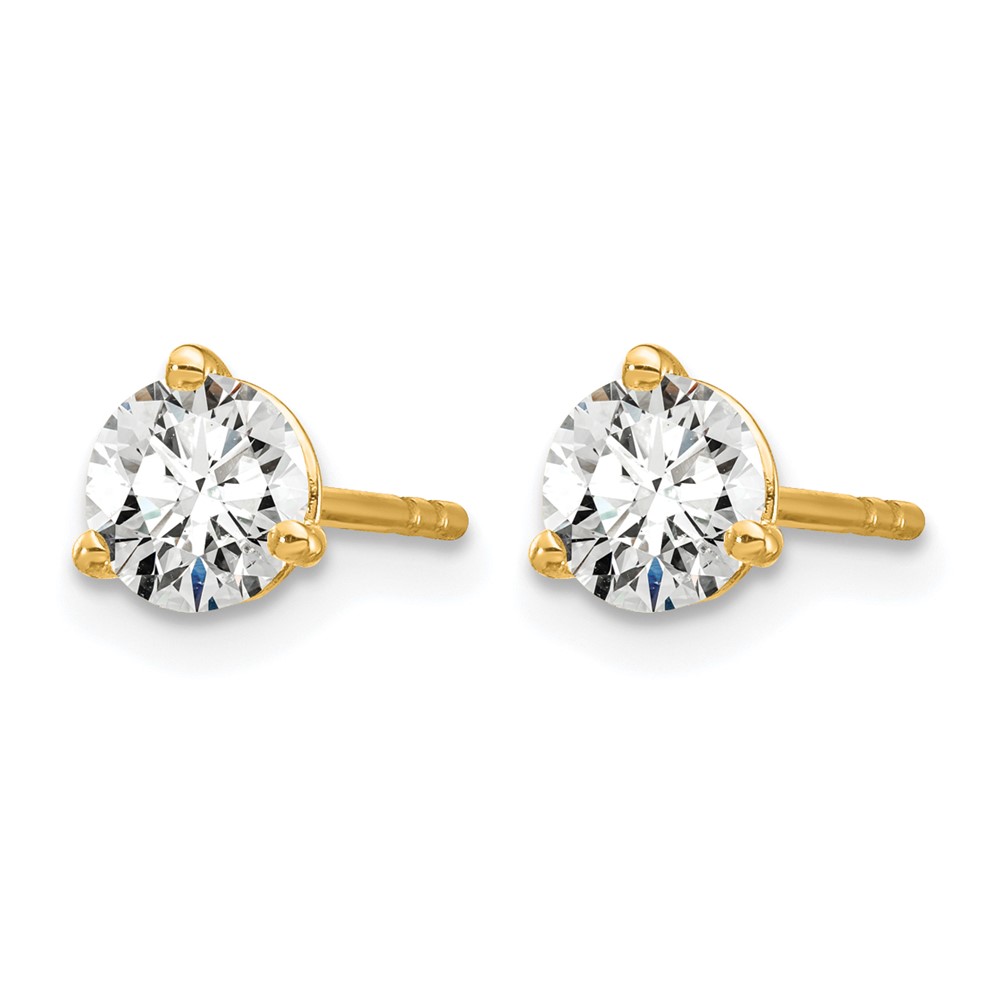 14k Yellow Gold 7/8 ctw Lab Grown Diamond VS/SI+ G+ Round 3 Prong Heavy Wt. Stud Earrings (EM1007-087-LG)
