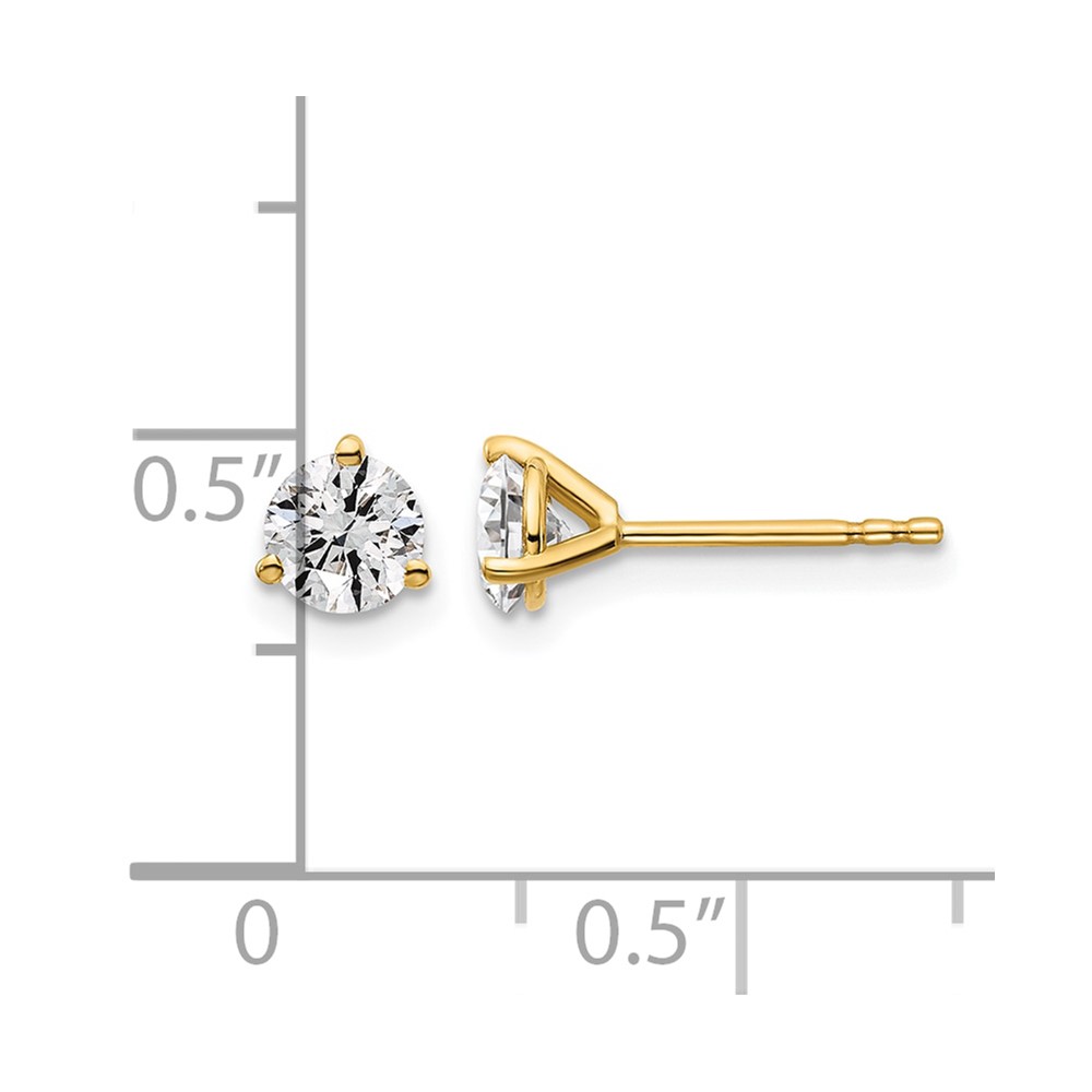 14k Yellow Gold 7/8 ctw Lab Grown Diamond VS/SI+ G+ Round 3 Prong Heavy Wt. Stud Earrings (EM1007-087-LG)