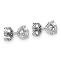 18K White Gold 1 Carat Lab Grown Diamond VS+ F+ Round Complete Three Prong Stud Earrings view 3