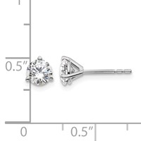18K White Gold 1 Carat Lab Grown Diamond VS+ F+ Round Complete Three Prong Stud Earrings view 4
