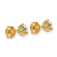 18K Yellow Gold 1 Carat Lab Grown Diamond VS+ F+ Round Complete Three Prong Stud Earrings view 3