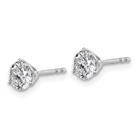 Platinum 1 Carat Lab Grown Diamond VS+ F+ Round Complete Three Prong Stud Earrings view 2