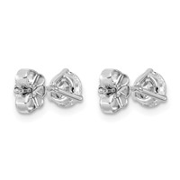 Platinum 1 Carat Lab Grown Diamond VS+ F+ Round Complete Three Prong Stud Earrings view 3