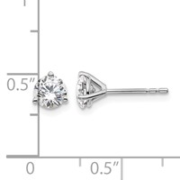 Platinum 1 Carat Lab Grown Diamond VS+ F+ Round Complete Three Prong Stud Earrings view 4