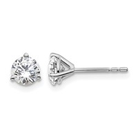 Platinum 1 Carat Lab Grown Diamond VS+ F+ Round Complete Three Prong Stud Earrings view 1