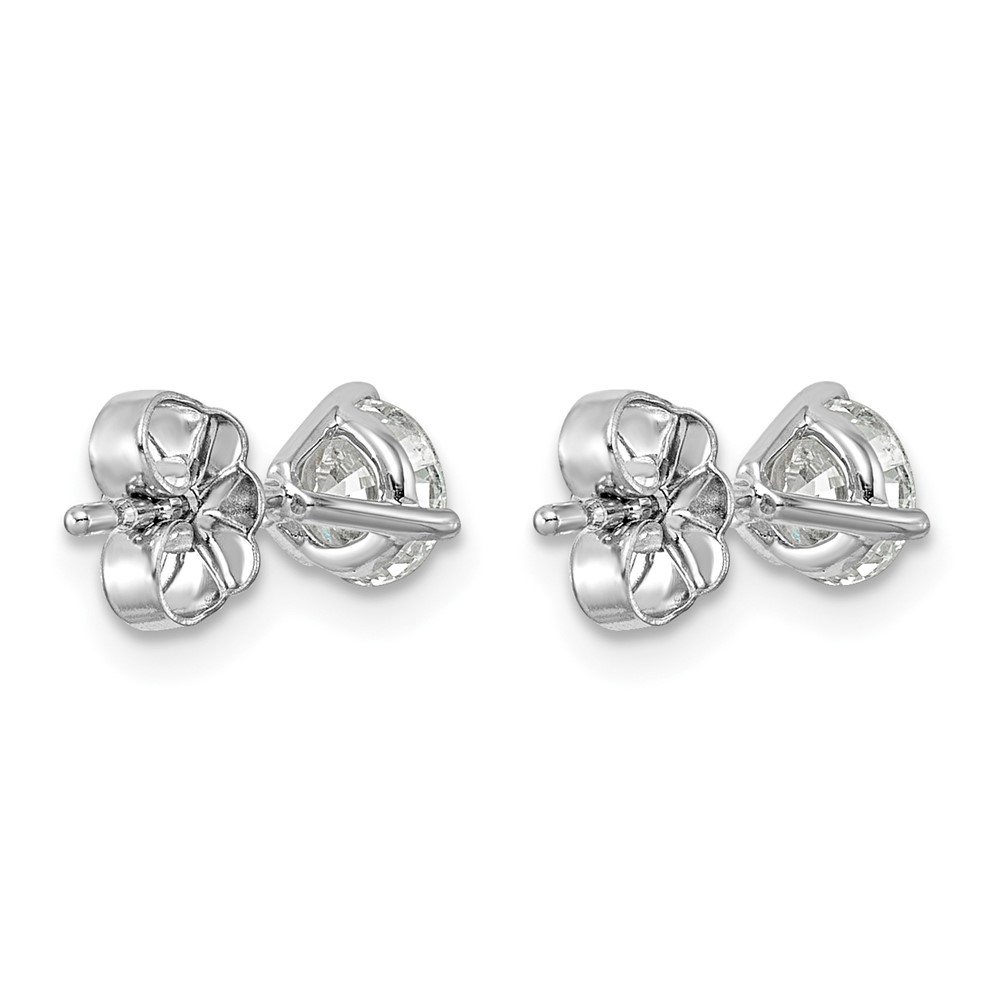 14k White Gold 1 carat Lab Grown Diamond VS+ F+ Round Complete Three Prong Stud Earrings (EM1007-100-WLD)
