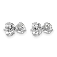 14K White Gold 1 Carat Lab Grown Diamond VS SI+ G+ Round Complete Three Prong Stud Earrings view 4