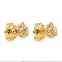 14K Yellow Gold 1 Carat Certified Lab Grown Diamond VS+ F+ Round Complete Three Prong Stud Earrings view 4