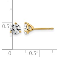 14K Yellow Gold 1 Carat Certified Lab Grown Diamond VS+ F+ Round Complete Three Prong Stud Earrings view 5