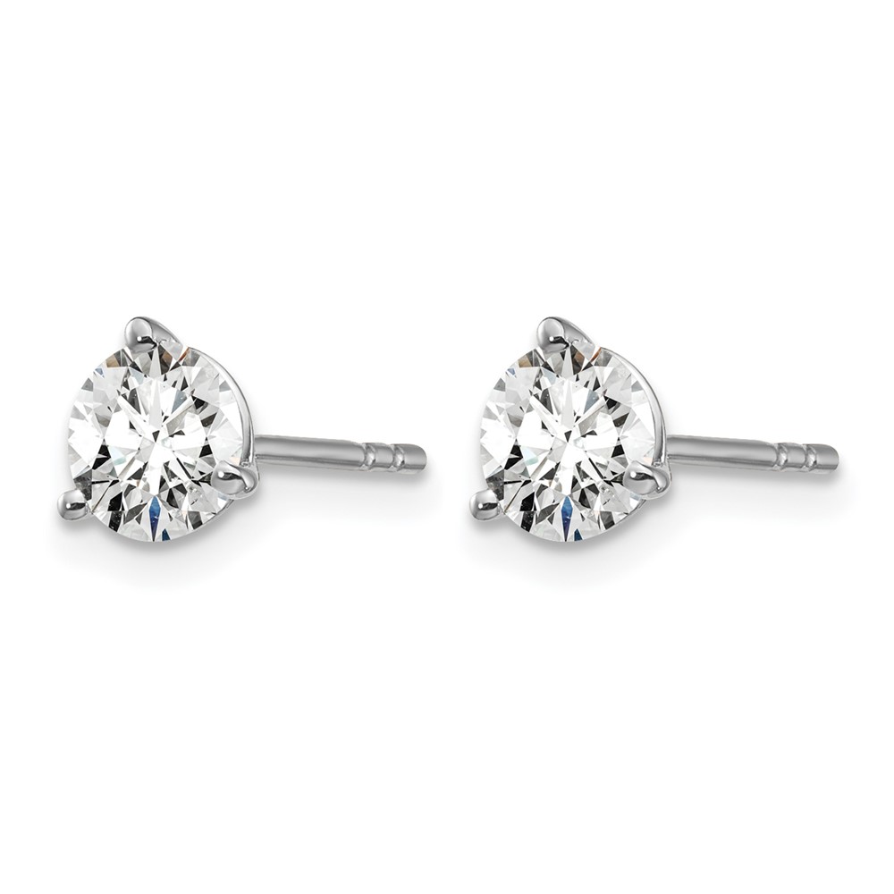 14k White Gold 1 1/4 ctw Lab Grown Diamond VS+ F+ Round 3 Prong Heavy Wt. Stud Earrings (EM1007-125-WLD)