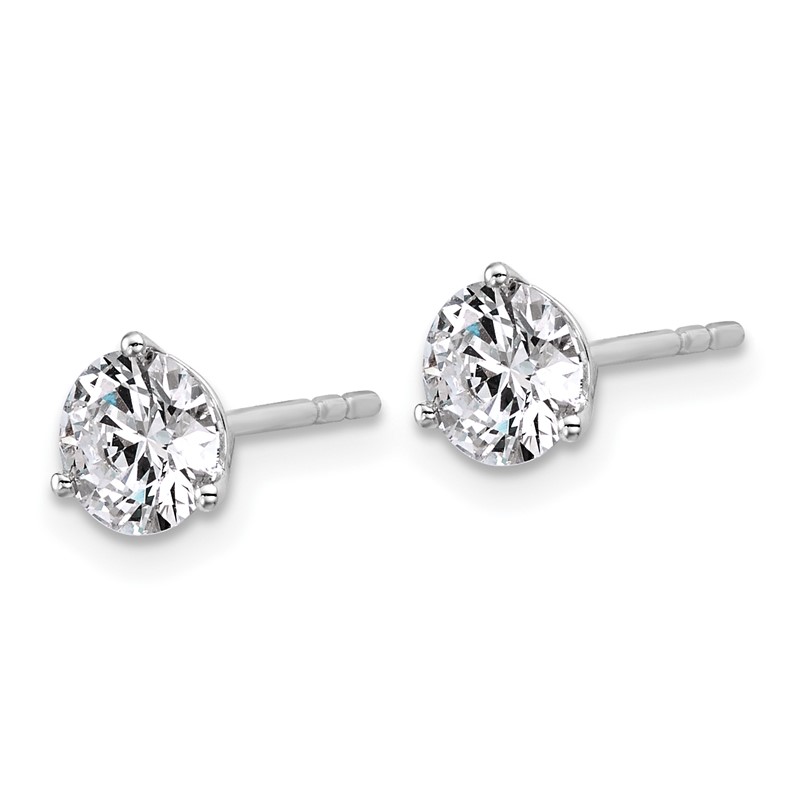 14k White Gold 1 1/4 ctw Lab Grown Diamond VS/SI+ G+ Round 3 Prong Heavy Wt. Stud Earrings