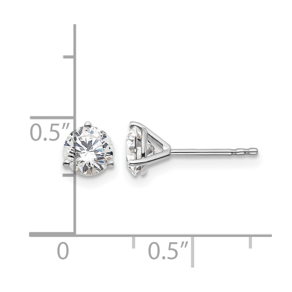 14k White Gold 1 1/4 ctw Lab Grown Diamond VS+ F+ Round 3 Prong Heavy Wt. Stud Earrings (EM1007-125-WLD)