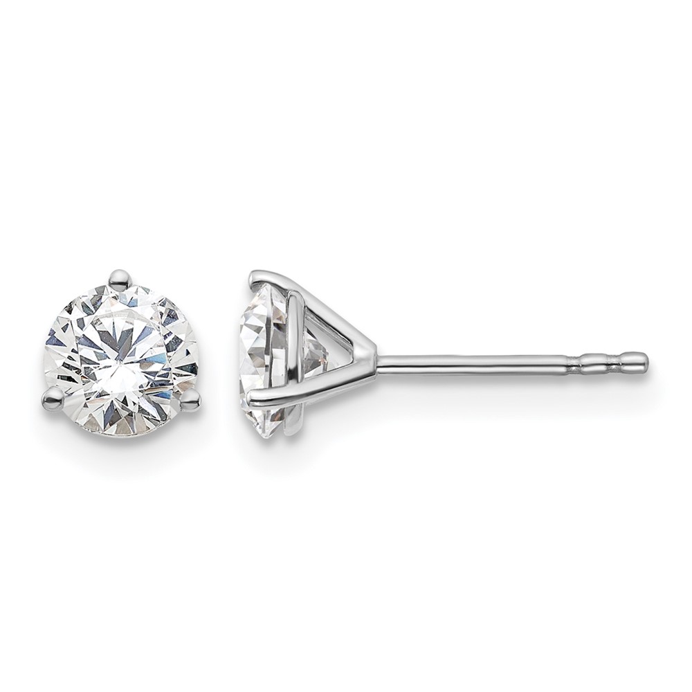 14k White Gold 1 1/4 ctw Lab Grown Diamond VS+ F+ Round 3 Prong Heavy Wt. Stud Earrings (EM1007-125-WLD)