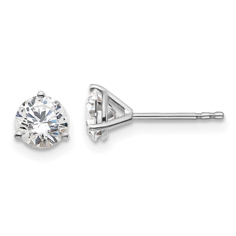 14k White Gold 1 1/4 ctw Lab Grown Diamond VS/SI+ G+ Round 3 Prong Heavy Wt. Stud Earrings