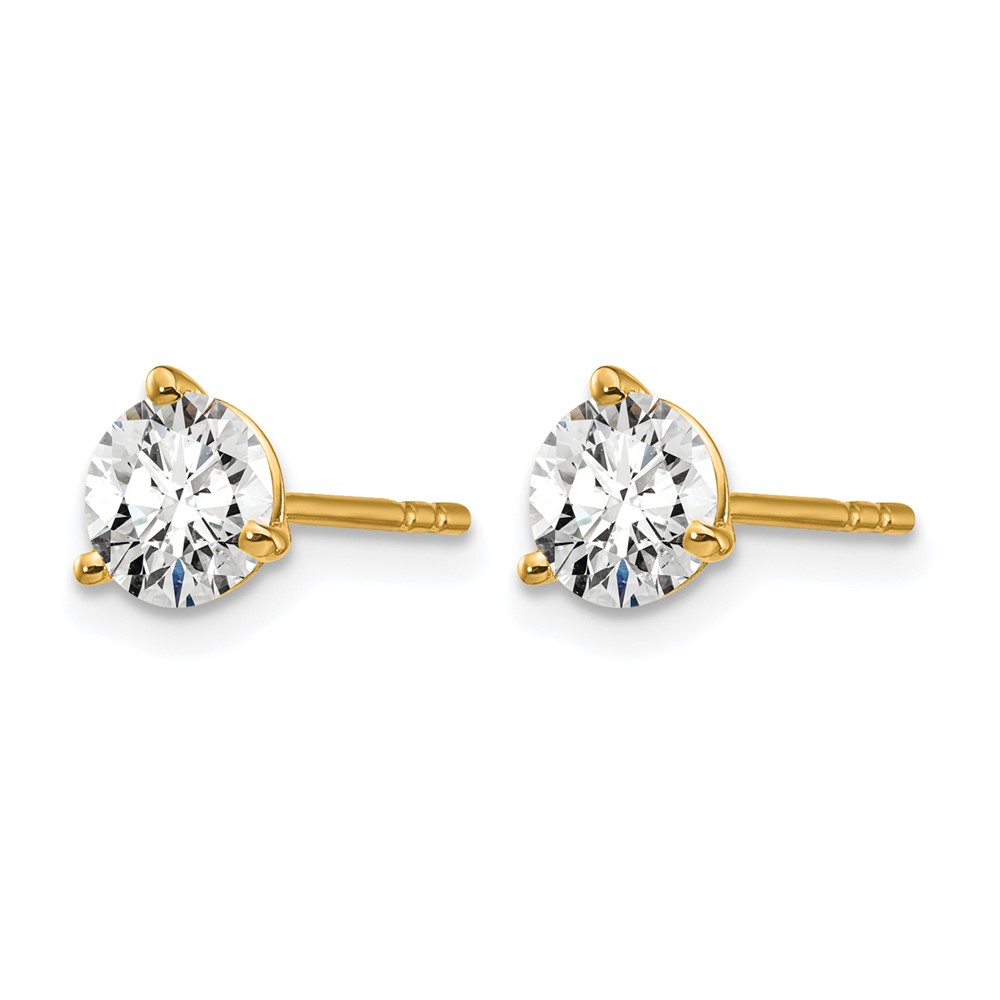 14k Yellow Gold 1 1/4 ctw Lab Grown Diamond VS+ F+ Round 3 Prong Heavy Wt. Stud Earrings (EM1007-125-LD)