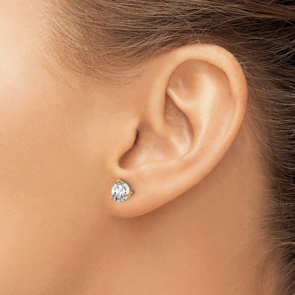 14k Yellow Gold 1 1/4 ctw Lab Grown Diamond VS+ F+ Round 3 Prong Heavy Wt. Stud Earrings (EM1007-125-LD)