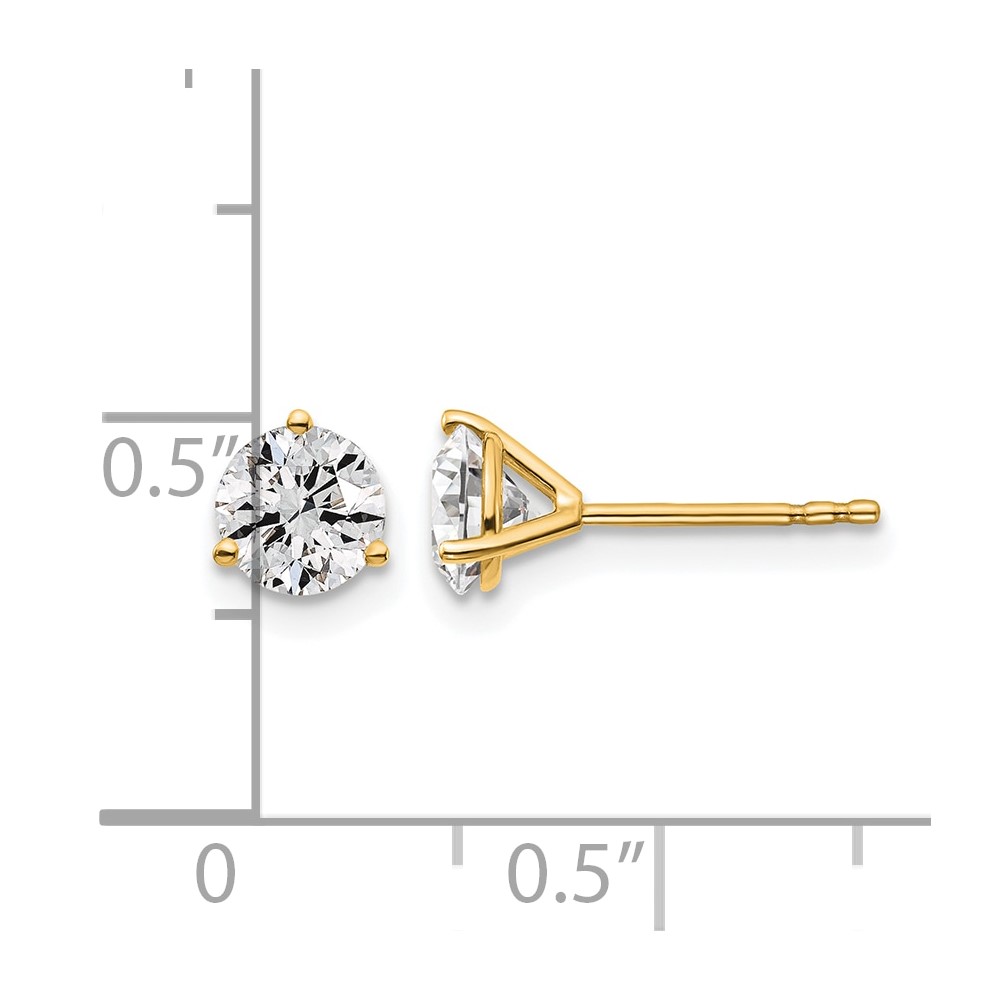 14k Yellow Gold 1 1/4 ctw Lab Grown Diamond VS+ F+ Round 3 Prong Heavy Wt. Stud Earrings (EM1007-125-LD)