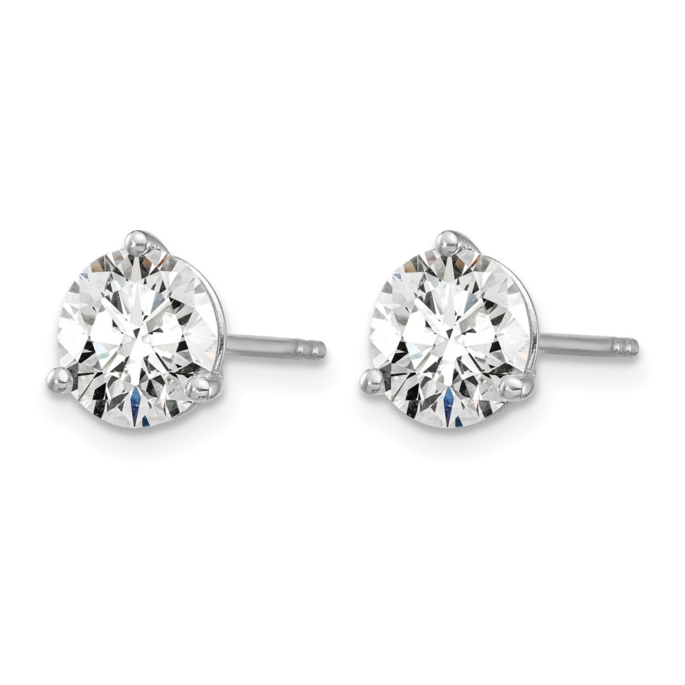 14k White Gold 1 3/8 ctw Lab Grown Diamond VS+ F+ Round 3 Prong Heavy Wt. Stud Earrings (EM1007-140-WLD)