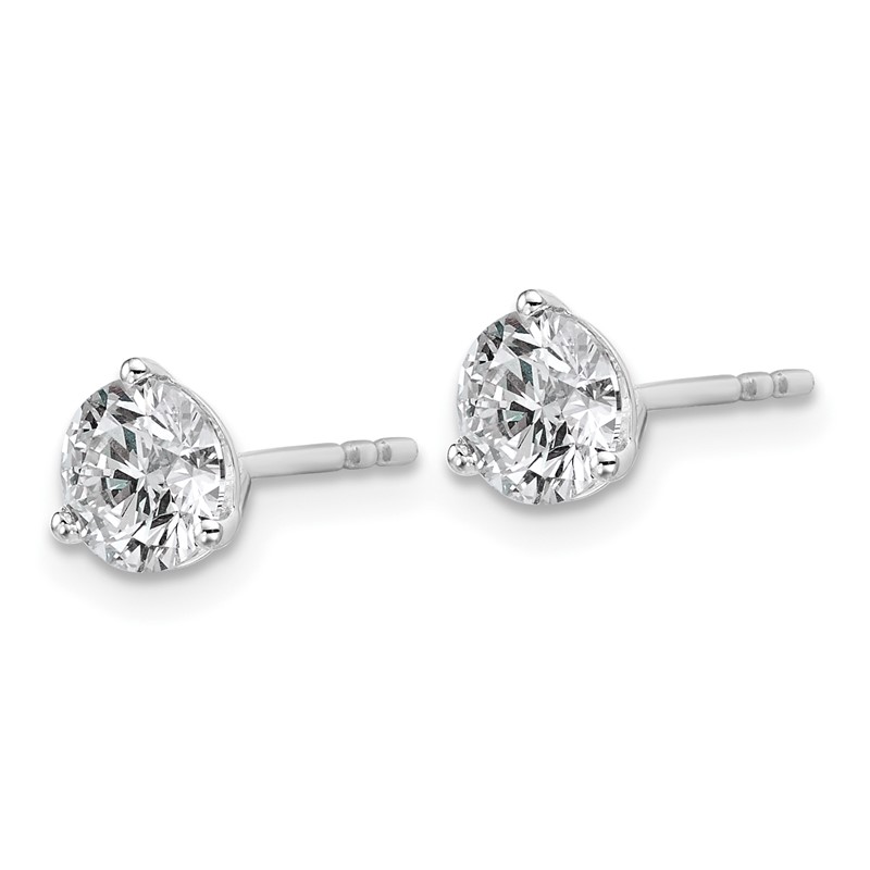 14k White Gold 1 3/8 ctw Lab Grown Diamond VS/SI+ G+ Round 3 Prong Heavy Wt. Stud Earrings