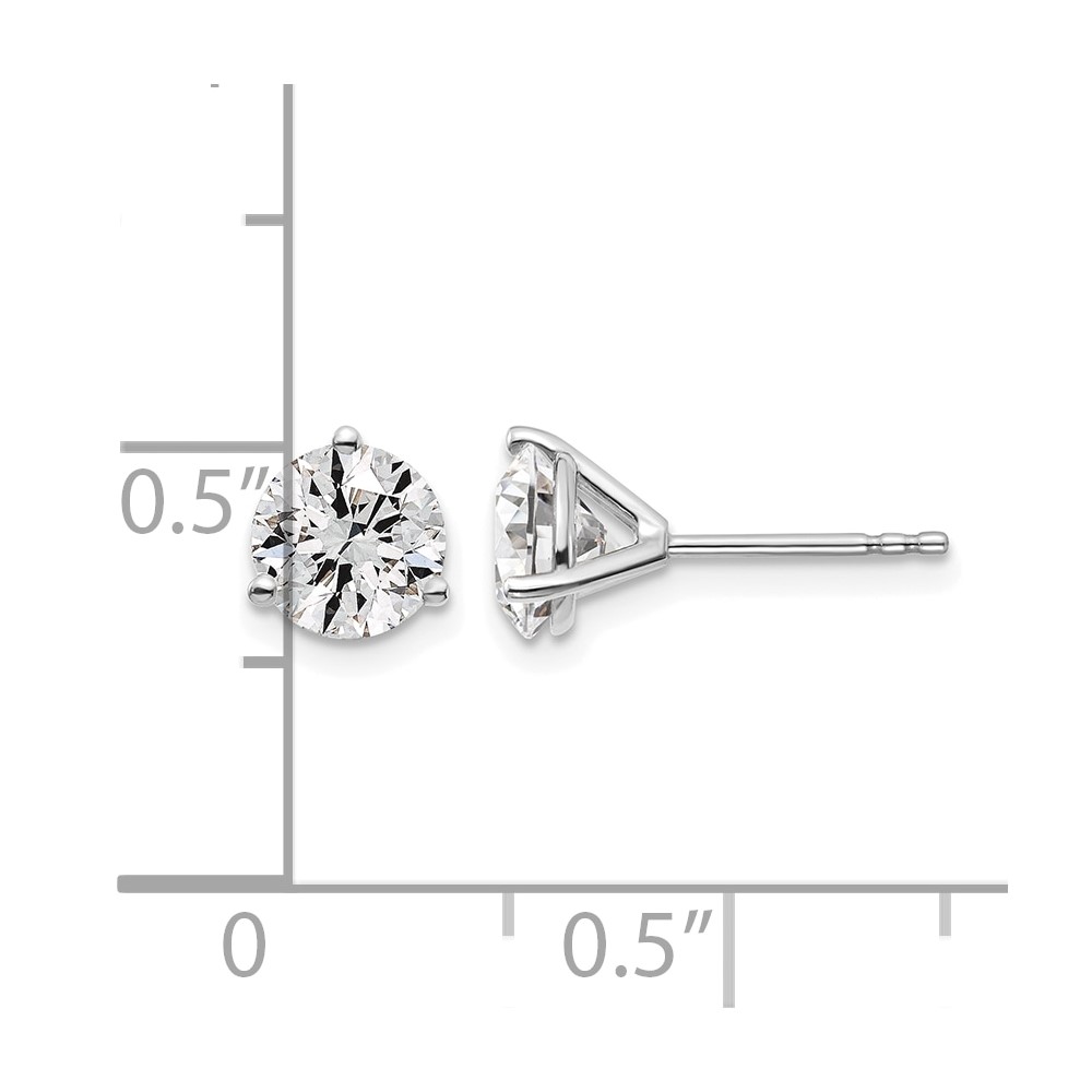 14k White Gold 1 3/8 ctw Lab Grown Diamond VS+ F+ Round 3 Prong Heavy Wt. Stud Earrings (EM1007-140-WLD)