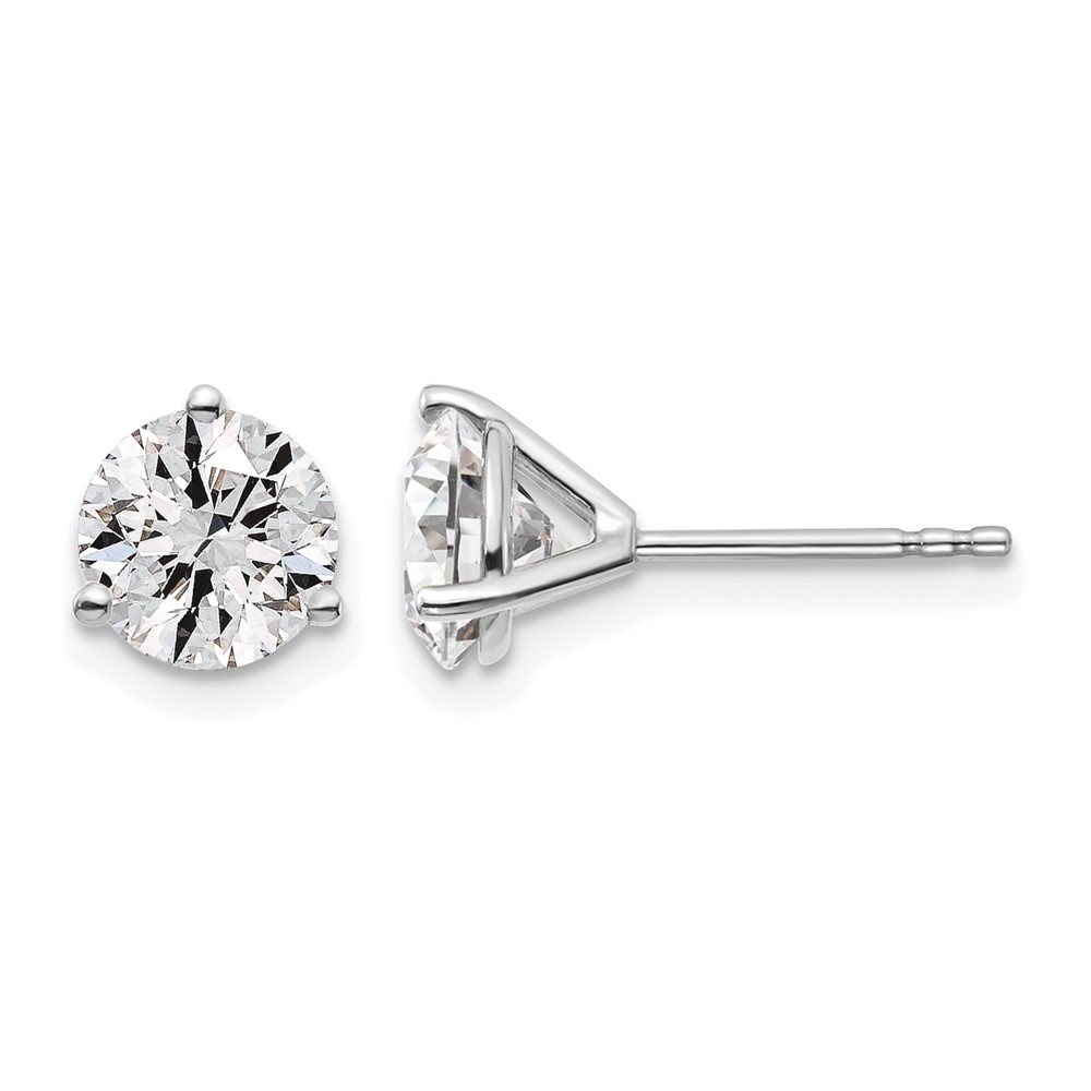14k White Gold 1 3/8 ctw Lab Grown Diamond VS+ F+ Round 3 Prong Heavy Wt. Stud Earrings (EM1007-140-WLD)