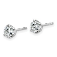 18K White Gold 1.50 Carat Certified Lab Grown Diamond VS+ F+ Round Complete Three Prong Stud Earrings view 2