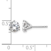 18K White Gold 1.50 Carat Certified Lab Grown Diamond VS+ F+ Round Complete Three Prong Stud Earrings view 4