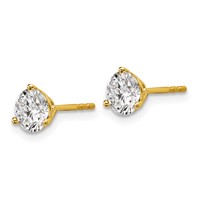 18K Yellow Gold 1.50 Carat Certified Lab Grown Diamond VS+ F+ Round Complete Three Prong Stud Earrings view 2
