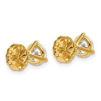 18K Yellow Gold 1.50 Carat Certified Lab Grown Diamond VS+ F+ Round Complete Three Prong Stud Earrings view 3