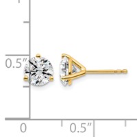18K Yellow Gold 1.50 Carat Certified Lab Grown Diamond VS+ F+ Round Complete Three Prong Stud Earrings view 4