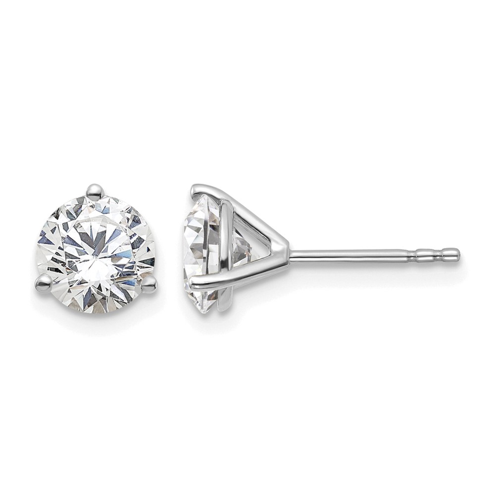 Platinum 1.50 Carat Certified Lab Grown Diamond VS+ F+ Round Complete Three Prong Stud Earrings