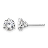 Platinum 1.50 Carat Certified Lab Grown Diamond VS+ F+ Round Complete Three Prong Stud Earrings view 1