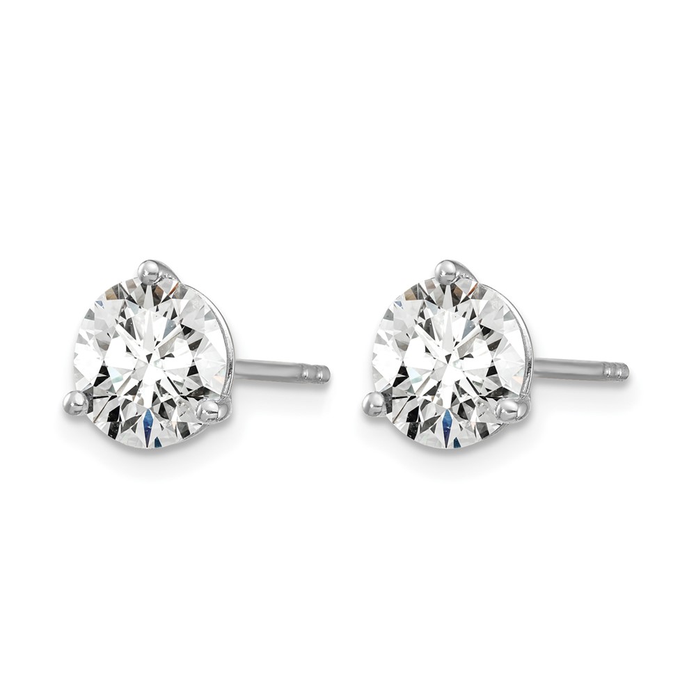 14k 1 1/2 carat Certified Lab Grown Diamond VS/SI+ G+ Round Complete Three Prong Screwback Stud Earrings (EM1007-150-WLG)